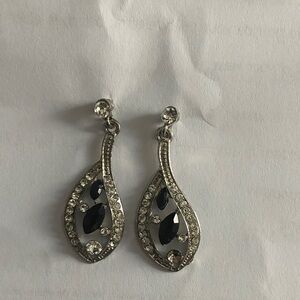 Chic Silver and Black Crystal Earrings
